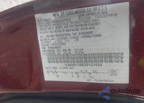 2003 Lincoln Town Car Executive from USA, damaged, VIN 1LNHM81W83Y621934